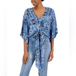 Just Polly Juniors' Printed Tie-Front Top
